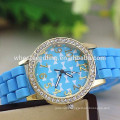 2015 Good quality bowknot drills dial cheap silicone rubber strap watch